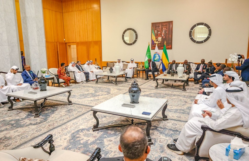 dr. thani bin ahmed al zeyoudi et sa délégation reçus par le chef de letat